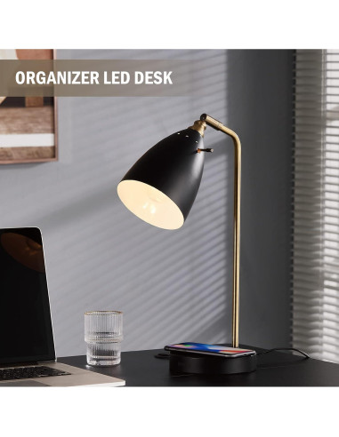 Lámpara de Escritorio LED Lianheng Negra con Cargador Inalámbrico