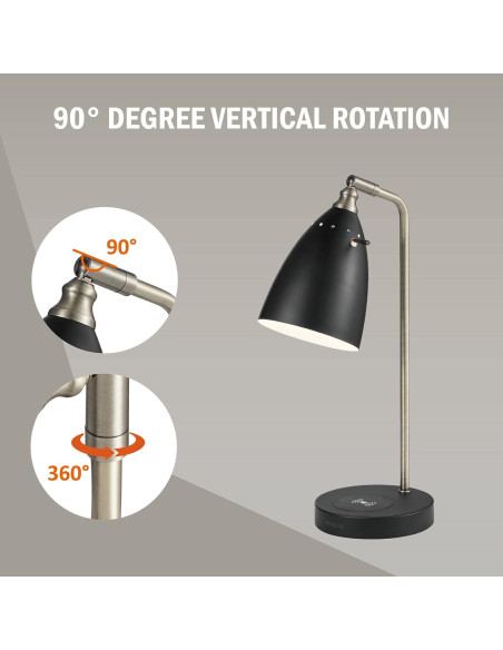 Lámpara de Escritorio LED Lianheng Negra con Cargador Inalámbrico