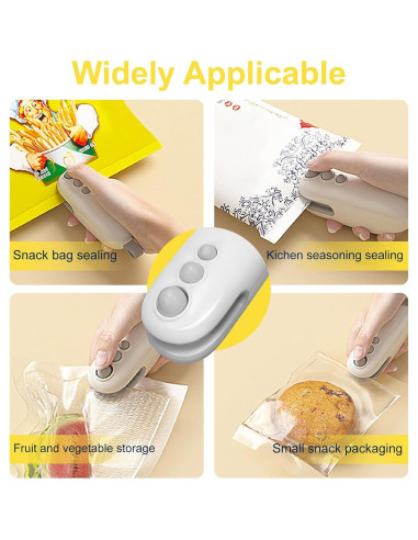 Mini Sello de Bolsas Recargable Tipo-C GXQSNOWEF Blanco