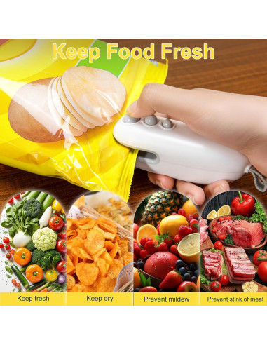 Mini Sello de Bolsas Recargable Tipo-C GXQSNOWEF Blanco