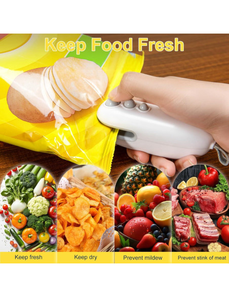 Mini Sello de Bolsas Recargable Tipo-C GXQSNOWEF Blanco Mini Sello de Bolsas Recargable Tipo-C GXQSNOWEF Blanco