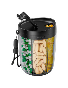 Organizador de Pastillas PULIV Grande - 6 Compartimentos, Negro