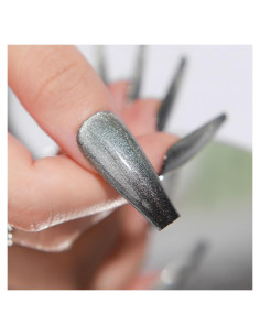 Uñas Postizas Gentle Claws Nieve Ceniza 24 Piezas Terciopelo