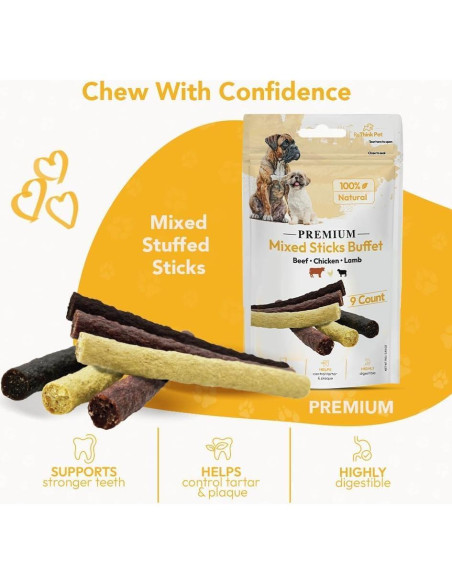 Palitos Masticables para Perros FIFO - Cordero, Pollo y Res, 27 Unidades