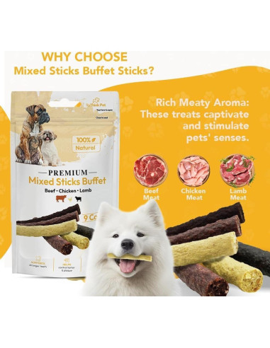 Palitos Masticables para Perros FIFO - Cordero, Pollo y Res, 27 Unidades