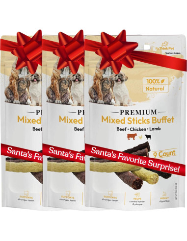 Palitos Masticables para Perros FIFO - Cordero, Pollo y Res, 27 Unidades