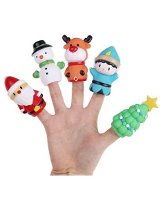 Set de 5 Títeres de Dedo de Navidad CCINEE - Silicona Segura