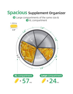 Organizador de Pastillas PULIV Grande - 6 Compartimentos, Negro 2