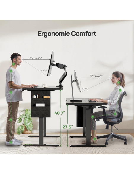 Escritorio de pie eléctrico Marsail TZESD6B-N1 40x24 negro Escritorio de pie eléctrico Marsail TZESD6B-N1 40x24 negro
