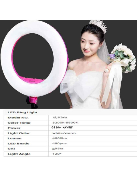 Lámpara de Anillo LED QS-480SII 45.72 cm 96W Bi-color 2800-9900K