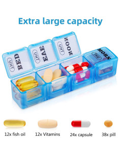 Organizador de Pastillas Semanal XL Newayflash 7 Días AM PM 2