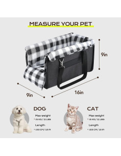 Asiento de Coche para Perros CHZUOBER Negro 5kg Desmontable 2