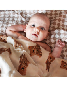 Manta de Muselina LifeTree 120x120 cm Oso y Cuadros Unisex 2