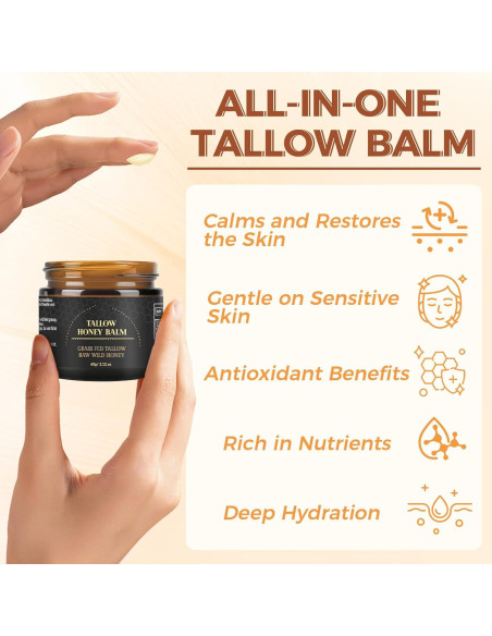 Bálsamo Hidratante Facial de Grasa de Res Orgánica 60g