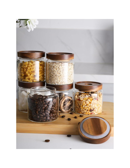 Juego de 6 tarros de vidrio herméticos Kanwone 500ml