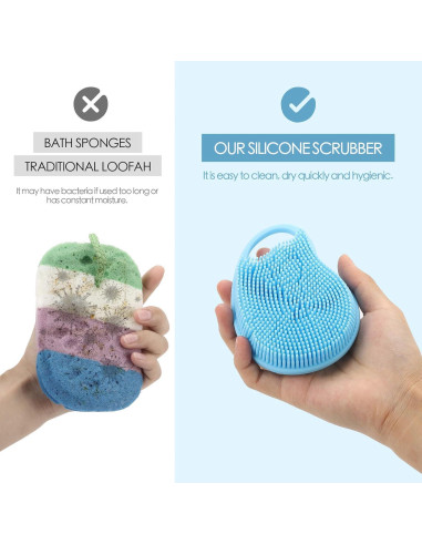 Exfoliador de Cuerpo y Cabello Ohlove 2 en 1 Silicona Azul