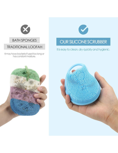 Exfoliador de Cuerpo y Cabello Ohlove 2 en 1 Silicona Azul