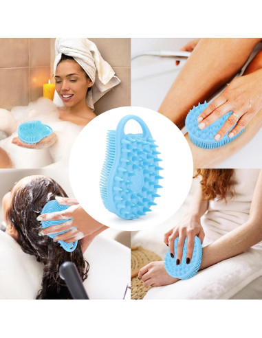 Exfoliador de Cuerpo y Cabello Ohlove 2 en 1 Silicona Azul