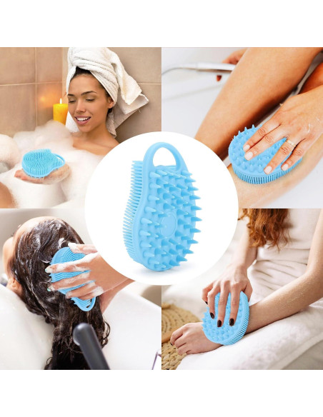 Exfoliador de Cuerpo y Cabello Ohlove 2 en 1 Silicona Azul