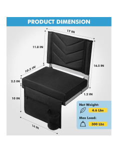 Silla de Estadio Plegable Seaonar con Respaldo y Cojín Negro 2