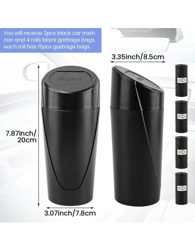 Bote de Basura para Auto EMVANV 2 Pcs Negro Impermeable