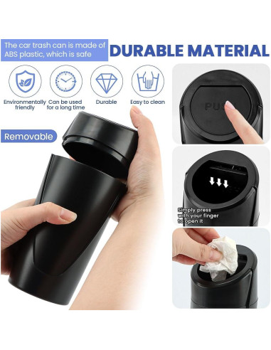 Bote de Basura para Auto EMVANV 2 Pcs Negro Impermeable