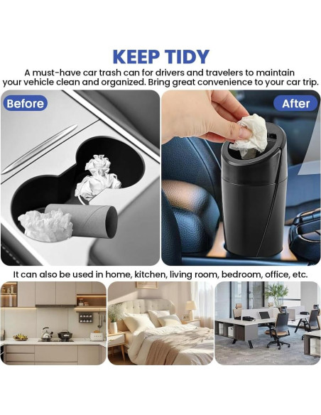 Bote de Basura para Auto EMVANV 2 Pcs Negro Impermeable
