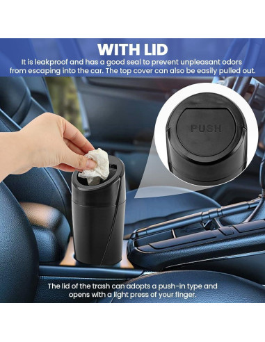 Bote de Basura para Auto EMVANV 2 Pcs Negro Impermeable