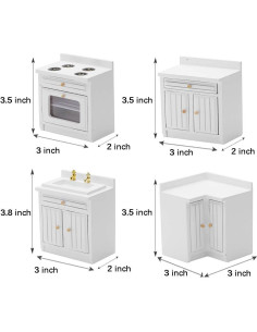 Juego de Muebles de Cocina Miniatura Hiawbon 15 Piezas 2