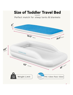 Cama de Viaje Inflable para Niños COMMOUDS Azul 101.6x157.5cm 2