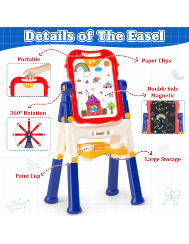 Caballete de Arte Magnético Weudear Azul Doble Cara 42.93cm