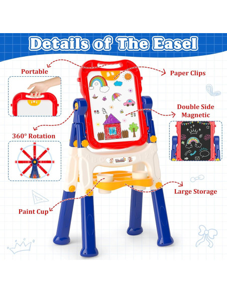 Caballete de Arte Magnético Weudear Azul Doble Cara 42.93cm