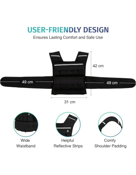 Chaleco con Pesas Ajustables ZELUS 9kg para Entrenamiento