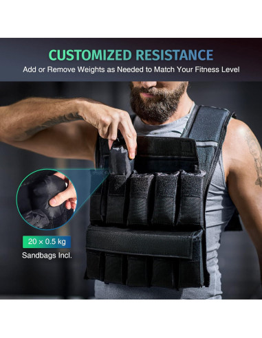 Chaleco con Pesas Ajustables ZELUS 9kg para Entrenamiento
