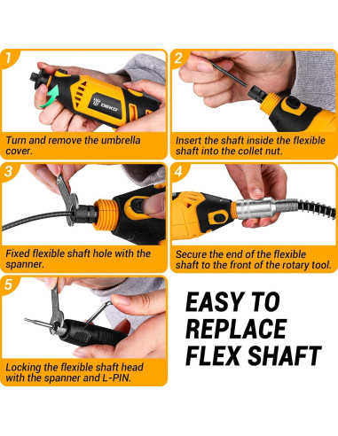 Kit de Herramientas Rotativas DEKOPRO 170W con 127 Accesorios