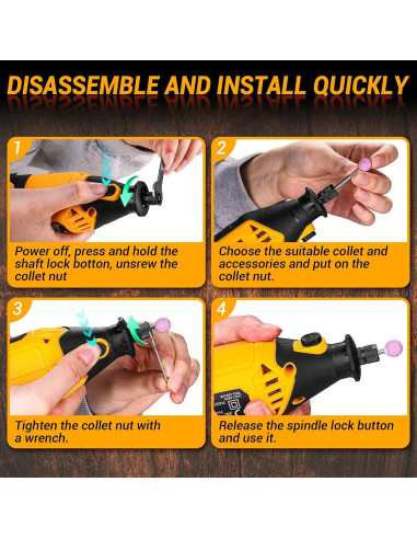 Kit de Herramientas Rotativas DEKOPRO 170W con 127 Accesorios