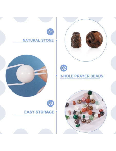 12 Juegos de Perlas Guru de Piedra Natural EEE ELECRELIVE 10mm