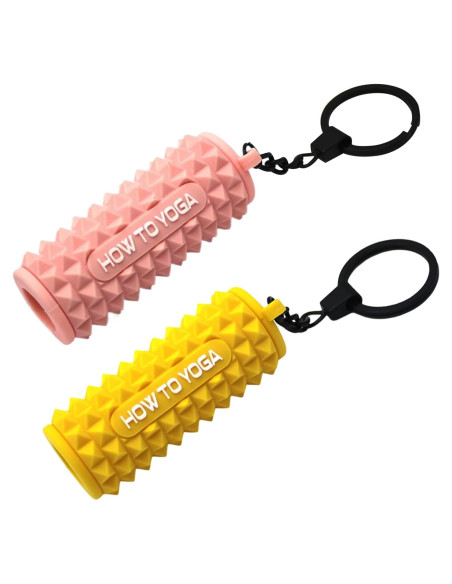 Mini Rodillo de Espuma Tizee en Llavero - Rosa y Amarillo