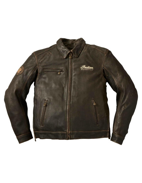 Chaqueta de Cuero Clásica para Hombre Indian Motorcycle Marrón