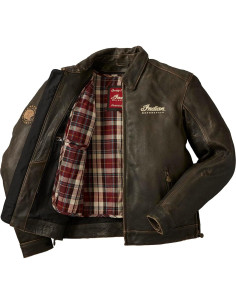 Chaqueta de Cuero Clásica para Hombre Indian Motorcycle Marrón 2
