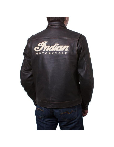 Chaqueta de Cuero Clásica para Hombre Indian Motorcycle Marrón