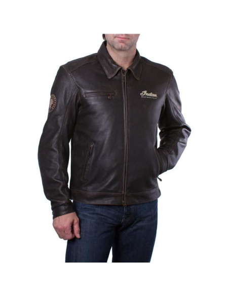 Chaqueta de Cuero Clásica para Hombre Indian Motorcycle Marrón