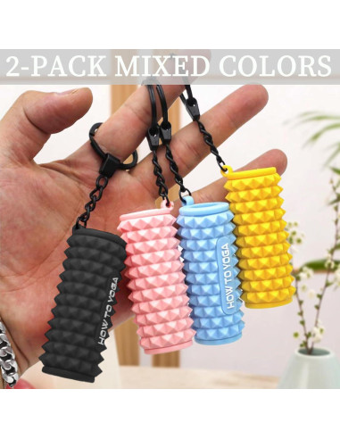 Mini Rodillo de Espuma Tizee en Llavero - Rosa y Amarillo