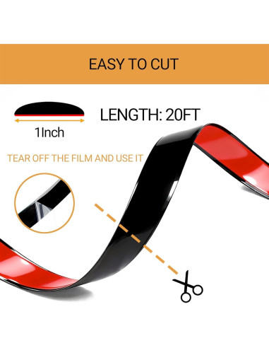 Moldura Lateral Automotriz PACIXU Negra Brillante 2.54cm x 6.1m