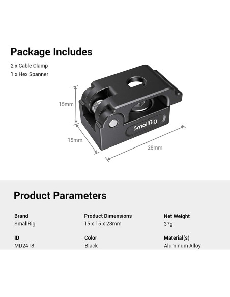 Abrazadera de Cable de Resorte PequeñoRig MD2418 - 2 Pcs
