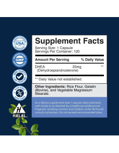 Suplemento DHEA 25mg Natures Craft - Equilibrio Hormonal 120 Cápsulas 2