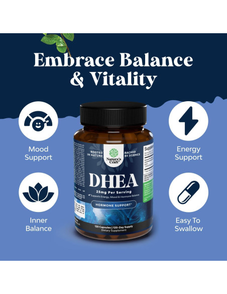 Suplemento DHEA 25mg Natures Craft - Equilibrio Hormonal 120 Cápsulas