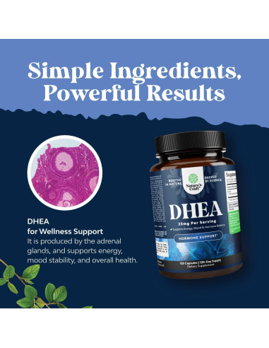 Suplemento DHEA 25mg Natures Craft - Equilibrio Hormonal 120 Cápsulas