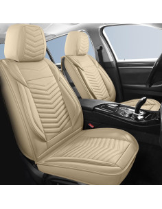 Fundas de Asiento de Coche HChengkikz Juego Completo Beige 2