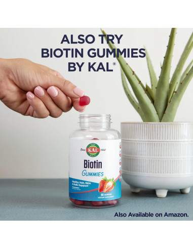 Tabletas de Biotina KAL 5000 mcg Sabor Frutos Mixtos 100 Unidades